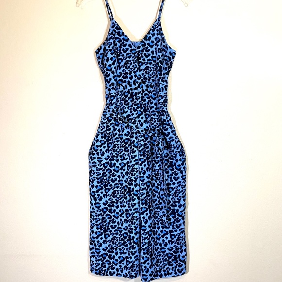 Banana Republic Pants - Wide Leg Jumpsuit Animal Print Blue Spotted Jumper